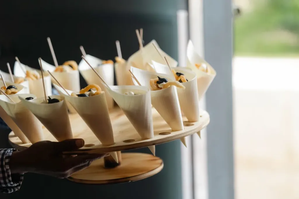 gourmet-appetizer-cones-serving-tray svg+xml;charset=utf